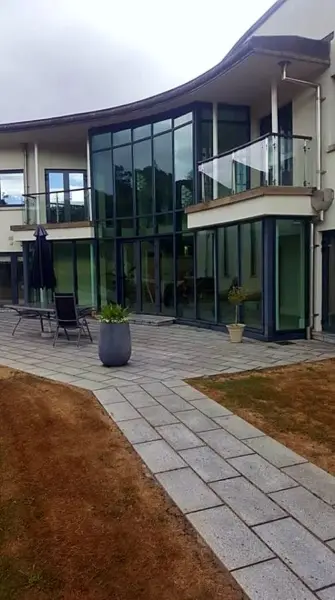 Large glazed rear elevation of a modern home