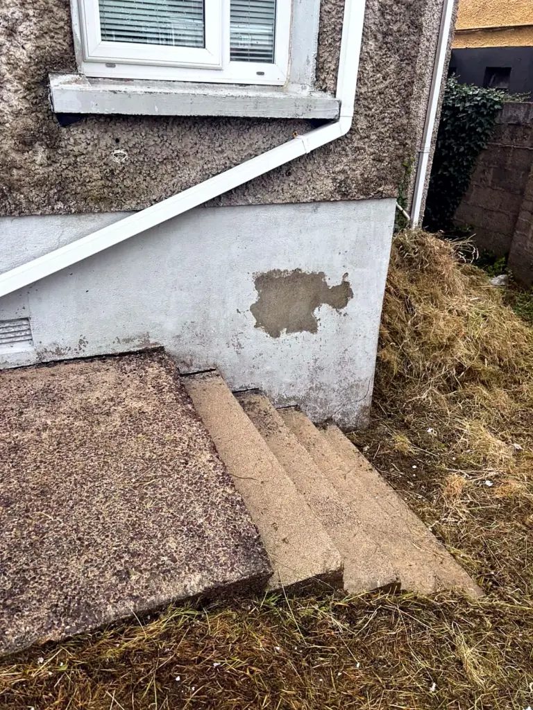 Concrete steps clean after the moss was removed